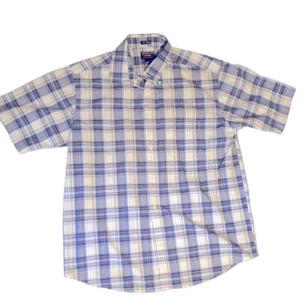 Mens, Alexander Julian, Large, Blue/White Button Down T-Shirt